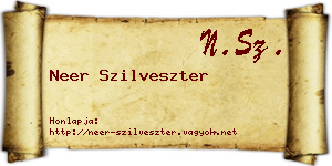 Neer Szilveszter névjegykártya